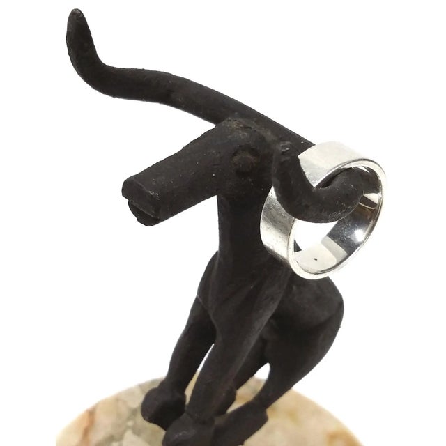 Unique Quirky Bronze Naked Bull Sitting on Onyx Platform For Sale In Portland, ME - Image 6 of 9