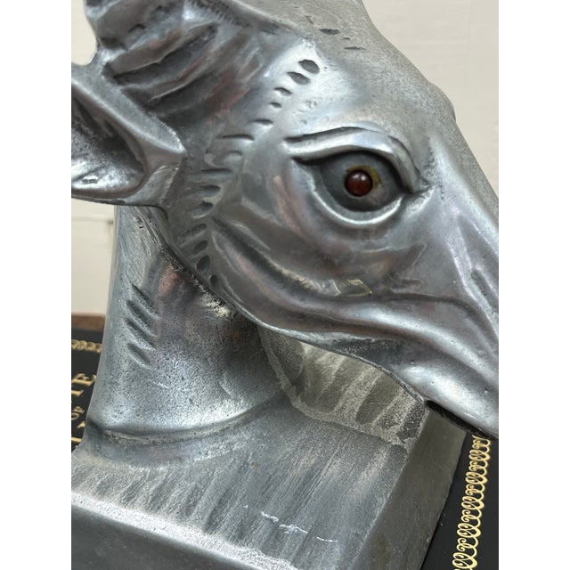 Arthur Court MCM Antelope Gazelle Bookends Silver Weighted Metal Amber Eyes For Sale - Image 10 of 11