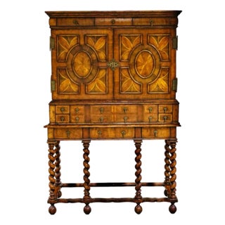 Jonathan Charles Secretary Windsor Collection William and Mary Walnut Cabinet on Stand With Oyster Veneers 20th C For Sale