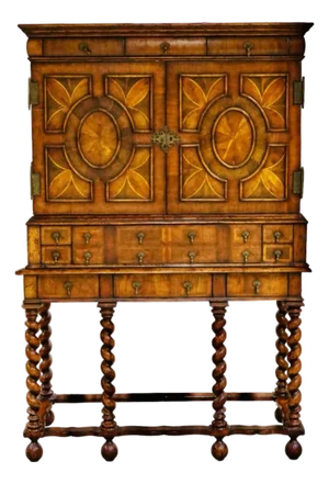 Jonathan Charles Secretary Windsor Collection William and Mary Walnut Cabinet on Stand With Oyster Veneers 20th C