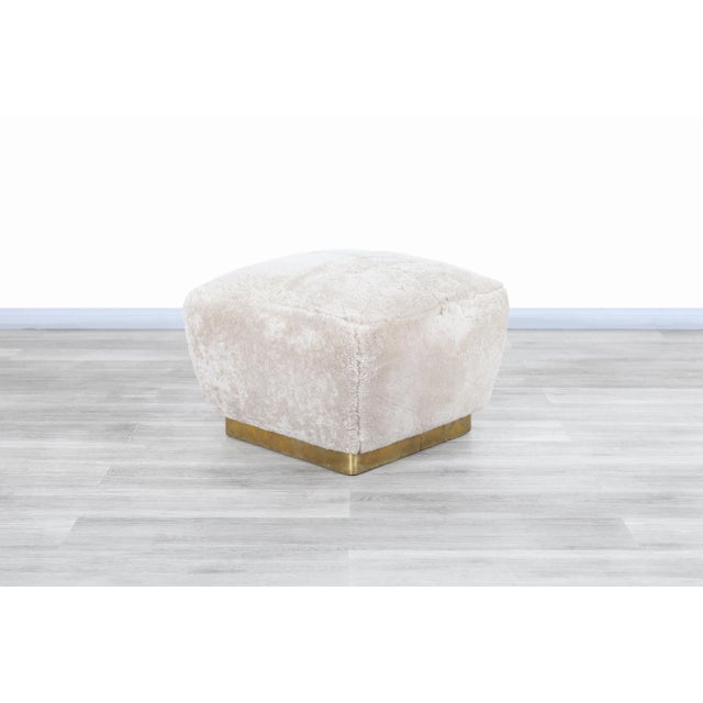 Vintage Oversized Shearling Ottomans / Stools by Marge Carson, 1980s For Sale - Image 9 of 10