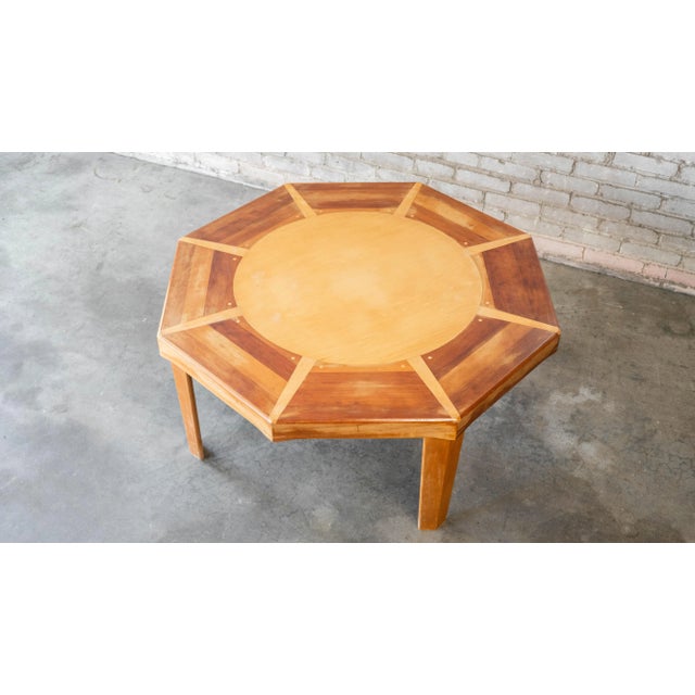 Wood Mid 20th Century Vintage Sculptural Wooden Octagon Coffee Table For Sale - Image 7 of 18