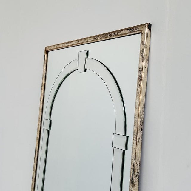 Large Art Deco Beveled Wall Mirror with Architectural Arch Design For Sale - Image 9 of 11