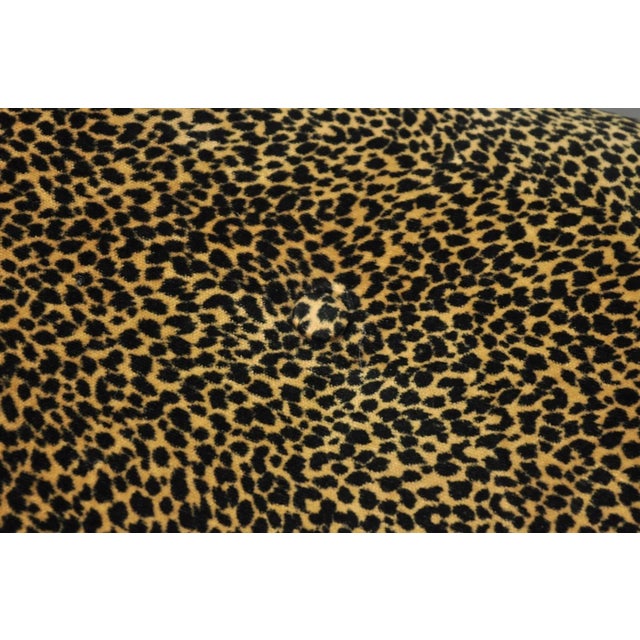Brown Vintage Italian Hollywood Regency Style Leopard Print Upholstered Window Bench For Sale - Image 8 of 11