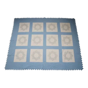 Antique Folk Art Stitched Woven Floral Labyrinth Star Sawtooth Quilt Blanket