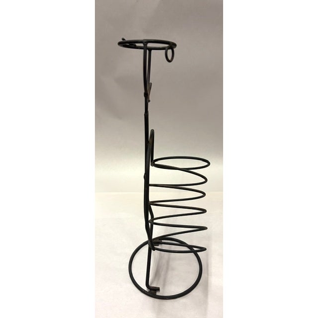 Pair of Mid Century Metal Wire Stick Figure Wine Bottle and Goblet Holders For Sale - Image 4 of 8