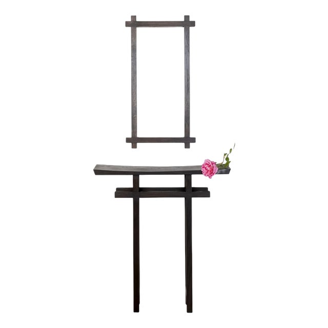 Tori Console Table in Oak with Mirror by Jean-Baptiste Van Den Heede For Sale