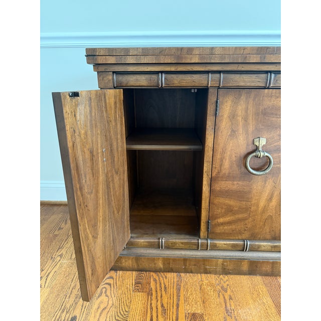 Vintage Drexel Heritage Flip Top Hollywood Regency Faux Bamboo Server For Sale - Image 10 of 18