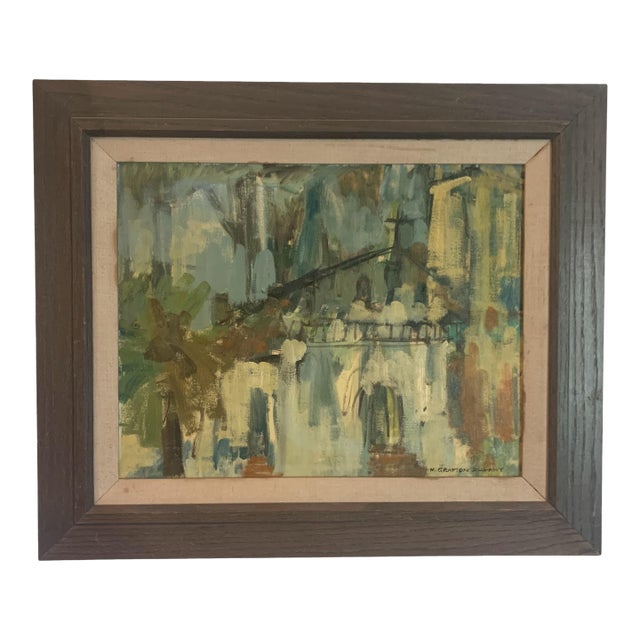 1960s San Francisco Mission Dolores by M. Grafton Dulaney Oil on Board, Framed For Sale