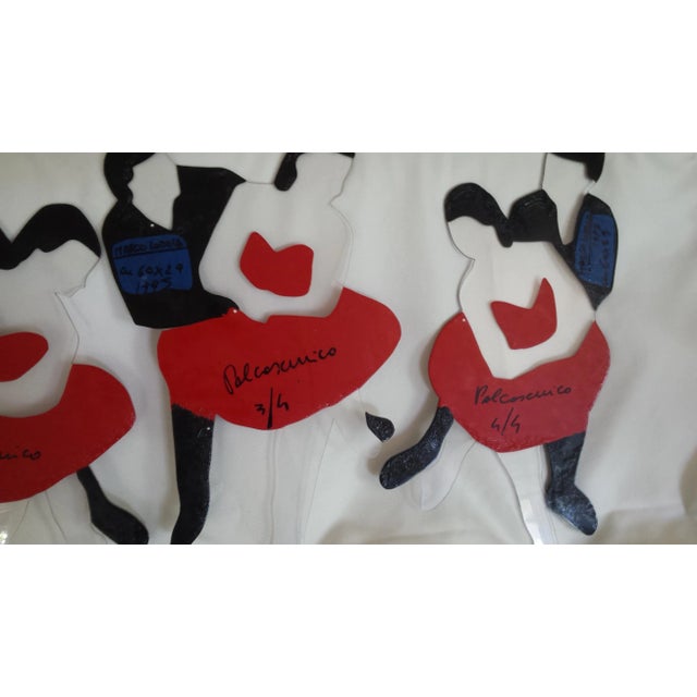 1995 Marco Lodola Stage Dancers Four Enamel Paintings on Perspex - Set of 4 Made in Italy For Sale In Los Angeles - Image 6 of 12