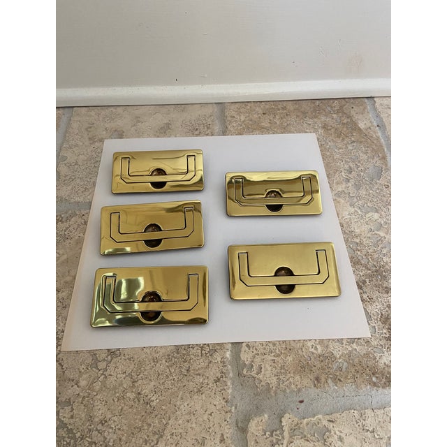 Henredon Scene One Campaign Replacement Brass Hardware Pulls Set of 5