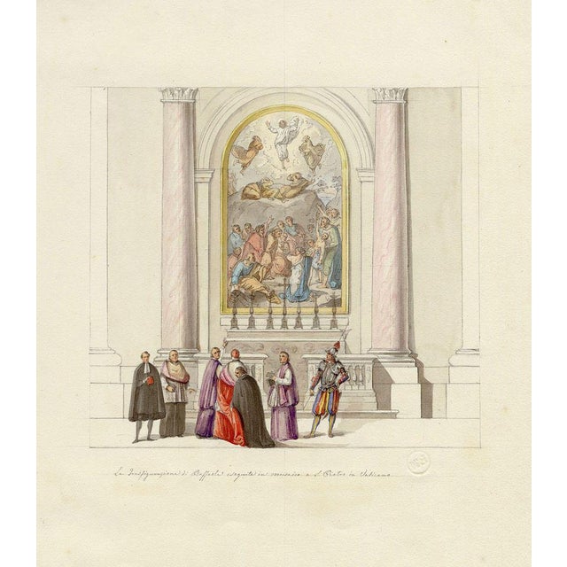 Giosuè Bernardino Meli, Raphael Transfiguration Mosaic, St Peter's, Vaticanc, 1840s, Watercolour, Marble & Paper For Sale - Image 5 of 5