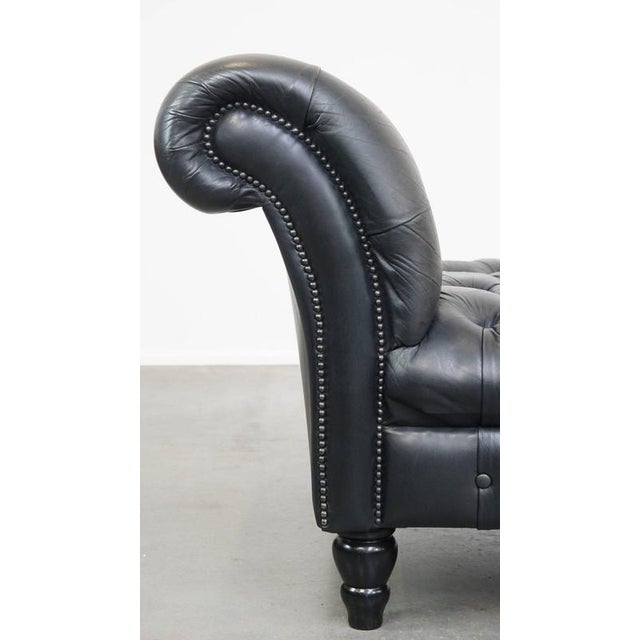 Black Large Black Chesterfield Daybed in Cowhide For Sale - Image 8 of 12