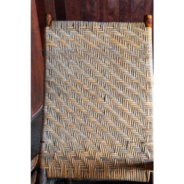 1940s Old Hickory Chaise Lounge in Hickory & Cane, Adirondack Style For Sale - Image 4 of 13
