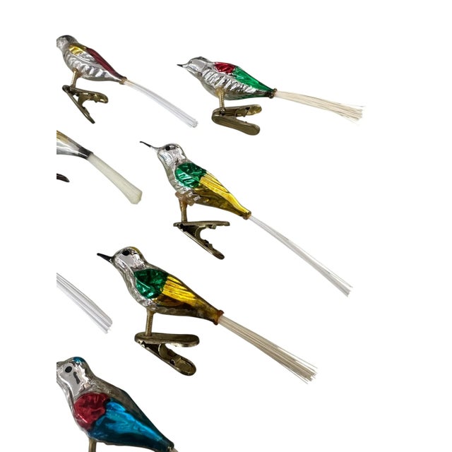 Mid 20th Century Set of 8 Mercury Glass Bird Clip on Ornaments For Sale - Image 5 of 5