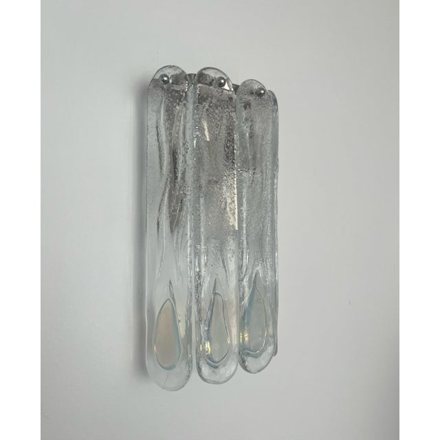 Silver Mid-Century Modern Italian Iridescent Murano Wall Sconces from Mazzega, 1970s, Set of 3 For Sale - Image 8 of 18