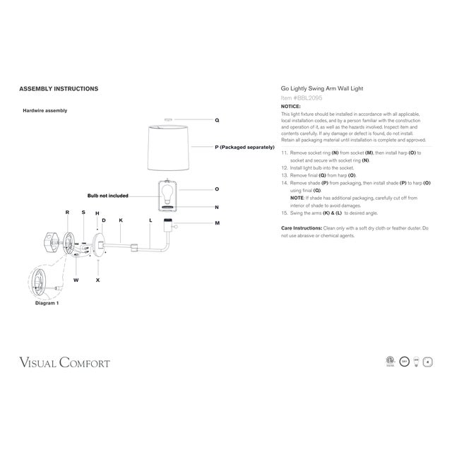 Gold Barbara Barry for Visual Comfort Signature Go Lightly Swing Arm Wall Light in Gild with Linen Shade For Sale - Image 8 of 8