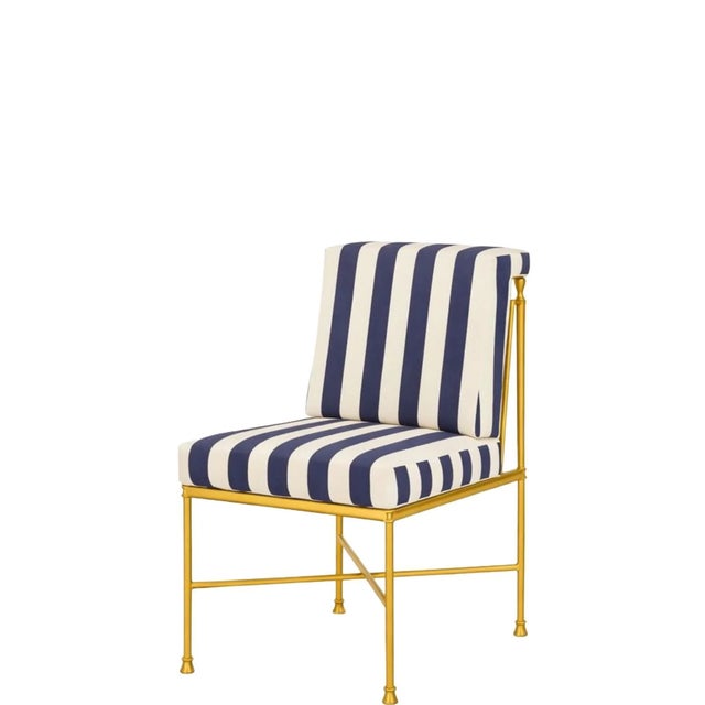 Jerome Outside Dining Chairs in Reed Brass Finish by Michael Taylor, Set of 6 For Sale - Image 6 of 6