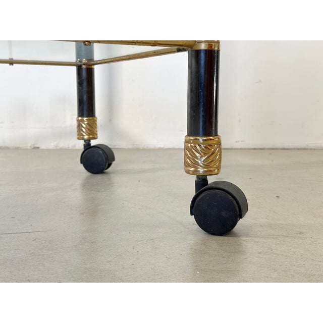 Gold Brass and Glass Bar Trolley, 1970s For Sale - Image 8 of 12