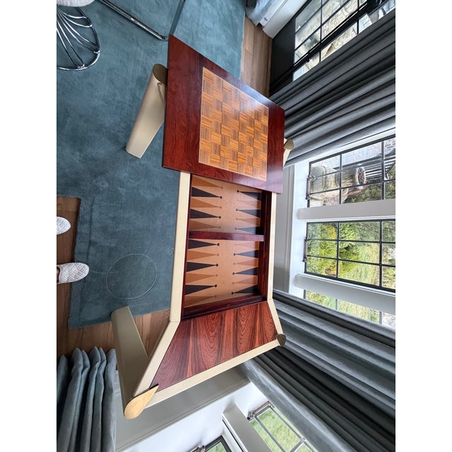 Italian Modern Rosewood and Lacquer Game Table With Chess & Backgammon Boards For Sale In New York - Image 6 of 6