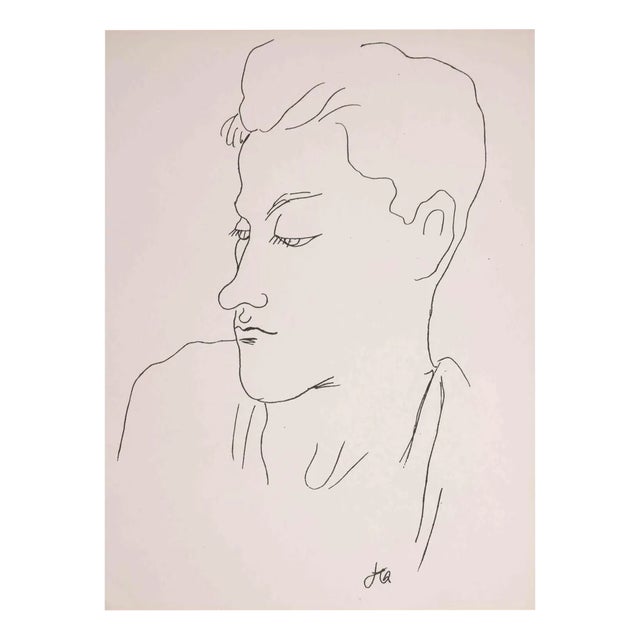 Jean Cocteau, Portrait de Jean Desbordes, Lithograph, 1929 For Sale