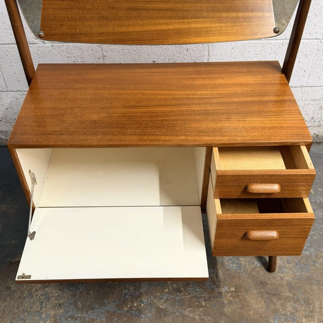 Danish Modern Teak Dressing Table Vanity With Mirror, Olholm Mobelfabrik 1960's, Attributed For Sale - Image 4 of 7