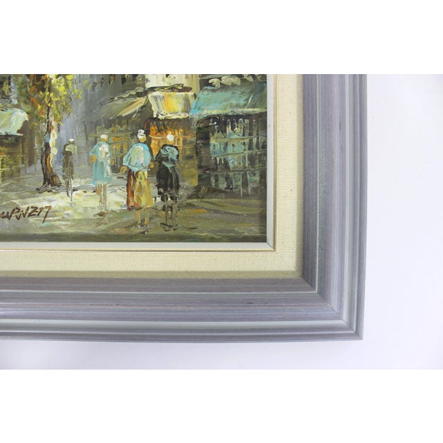 1950’s Signed Caroline Burnett Paris France Oil Painting, Framed, Small Original Art Vintage European City Scene For Sale - Image 6 of 9