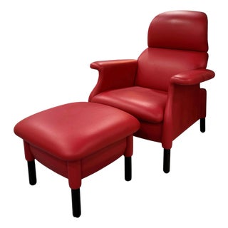 Poltrona Frau Italian Leather Sanluca Lounge Chair & Ottoman For Sale