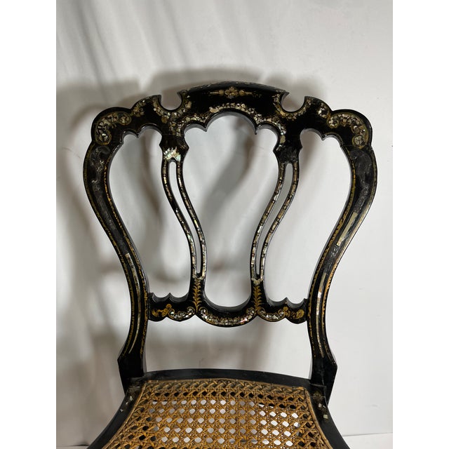 Early 20th Century Desk Vanity Chair in Black Lacquer Chairish