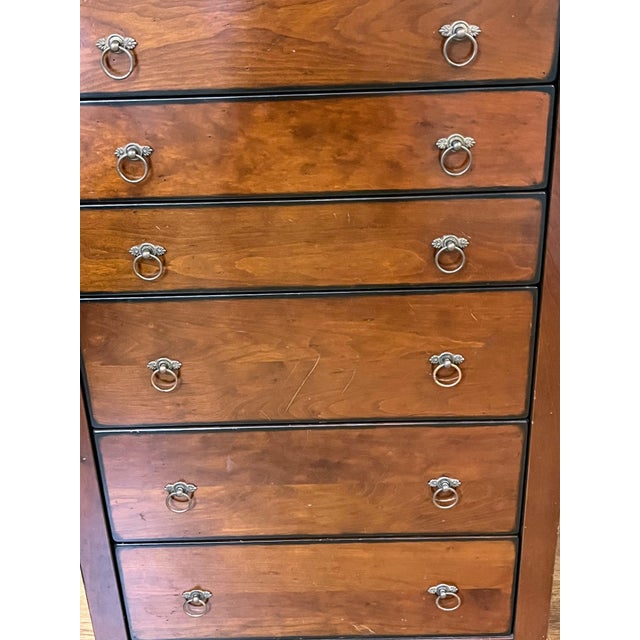 1980s Grange French Empire Style Cherry Jewelry Display and Lingerie Cabinet For Sale - Image 5 of 6