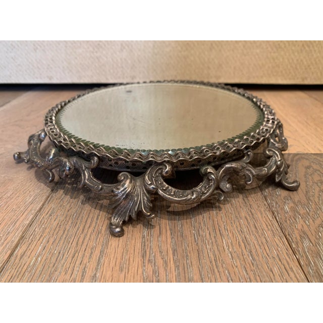 Vintage Silver-Tone Metal Mirror Plateau For Sale - Image 9 of 9