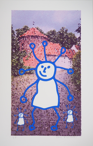 Paul Kostabi, Mother and her Children, Giclee Print