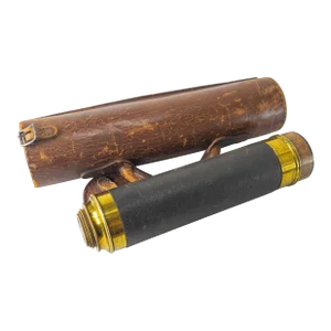 19th Century Brass and Leather Extending Nautical Maritime Telescope Spyglass