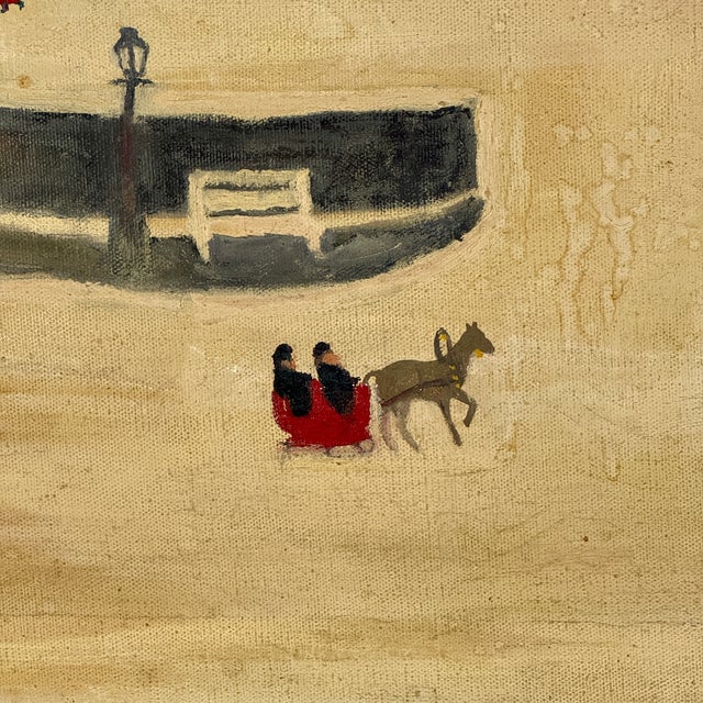 Textile 1960s 1st Time to Market, Folk Art O/C Painting by Abraham Feit, New York City Dealer & Artist For Sale - Image 7 of 12