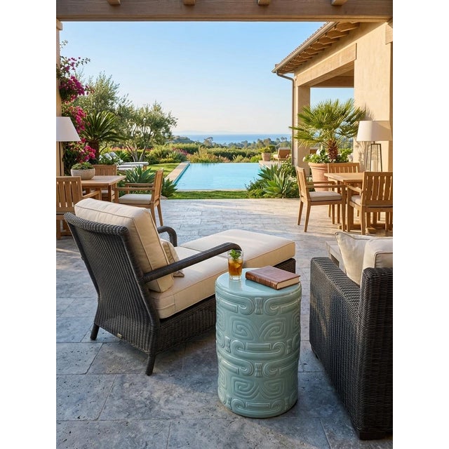 Ceramic Mid-Century Italian Glazed Ceramic Garden Stool For Sale - Image 7 of 11