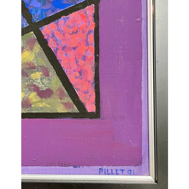 1990s Edgard Pillet, French Post War Geometric Abstract Oil Painting Kinetic Op Art Edgard Pillet, 1991 For Sale - Image 5 of 12