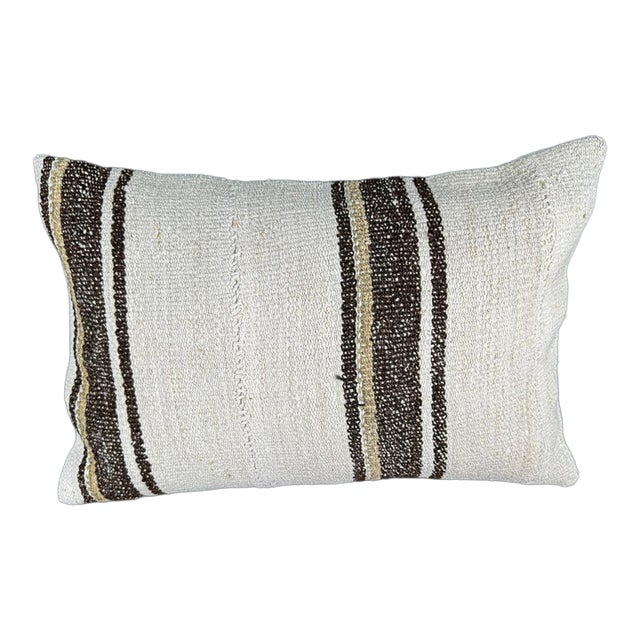 Turkish Hemp Pillow Cushion Natural Beige Brown Pillow Cushion Cover 16 "x 24" For Sale