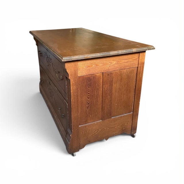 Vintage Victorian Oak and Cedar Eastlake Quilt Chest C. 19th Century For Sale - Image 4 of 7