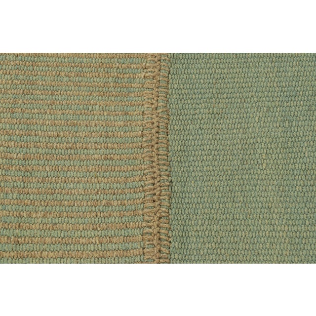 Contemporary Rug & Kilim’s Contemporary Square Kilim With Textural Beige and Blue Stripes For Sale - Image 3 of 6