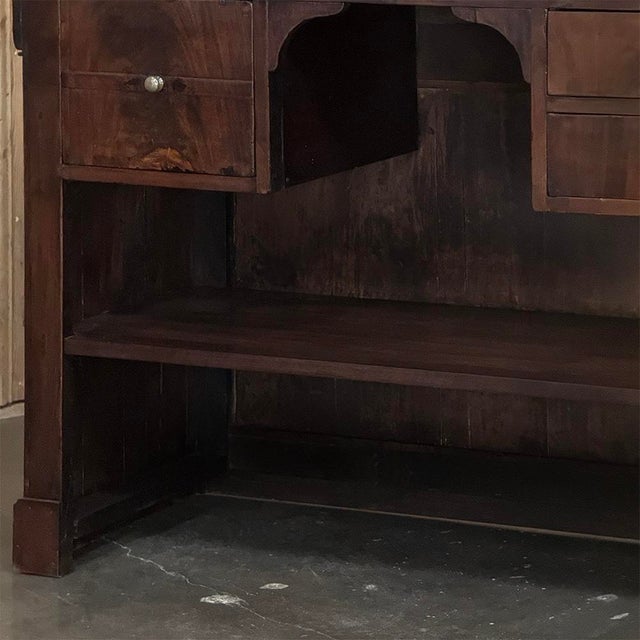 Rare Louis Philippe Period Marble Top Concierge Counter With Original Hand Forged Brass Gallery Rail For Sale - Image 13 of 18
