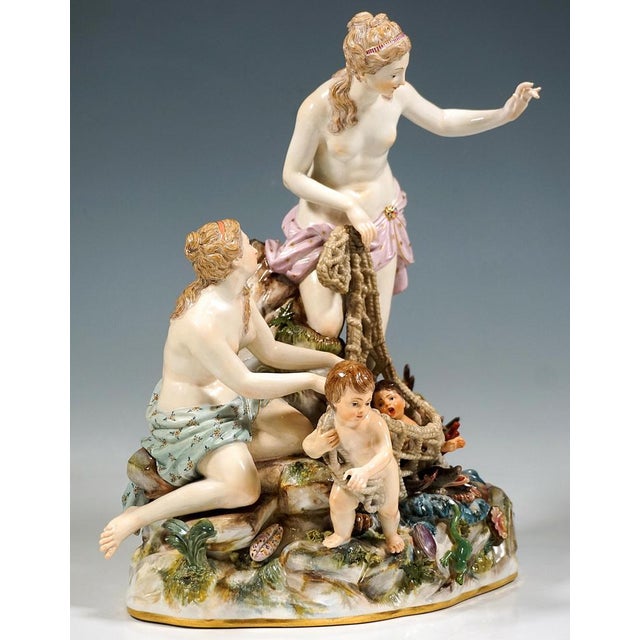 Large The Catch of the Triton Mythological Group by J. J. Kändler for Meissen, 1860s For Sale - Image 5 of 11