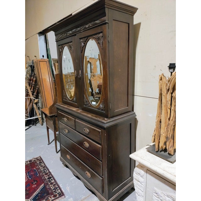 Victorian Late 1800s Victorian Etched Glass Hutch For Sale - Image 3 of 16