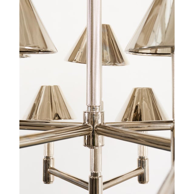 Ralph Lauren "Barrett Large Knurled Chandelier" Polished Nickel For Sale - Image 15 of 18