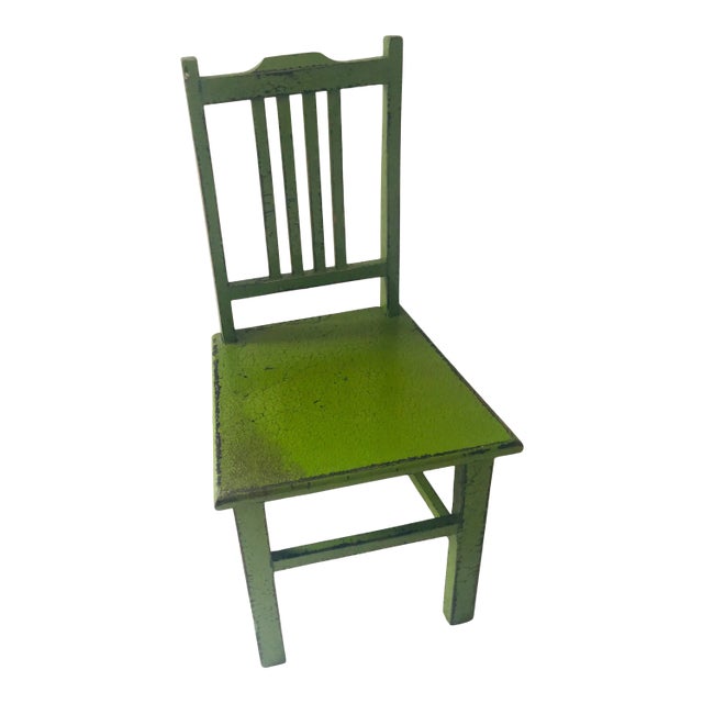 1990s Lime Green Distressed Side Chair For Sale