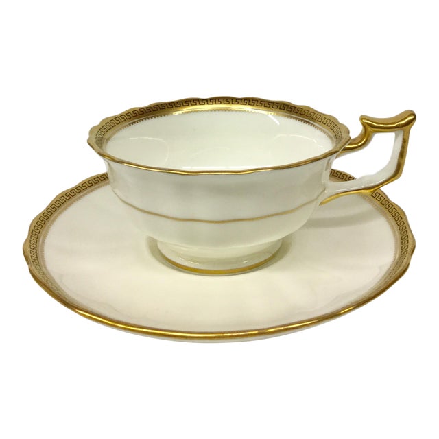 1980s Art Nouveau Cauldon England Gold Leaf on Porcelain Tea