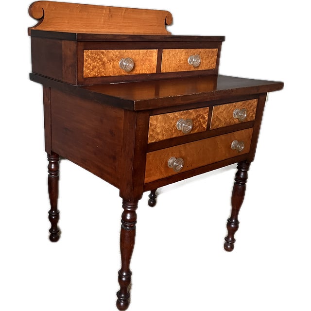 Traditional 19th Century Country Sheraton Cherry &. Maple Work Table For Sale - Image 3 of 8