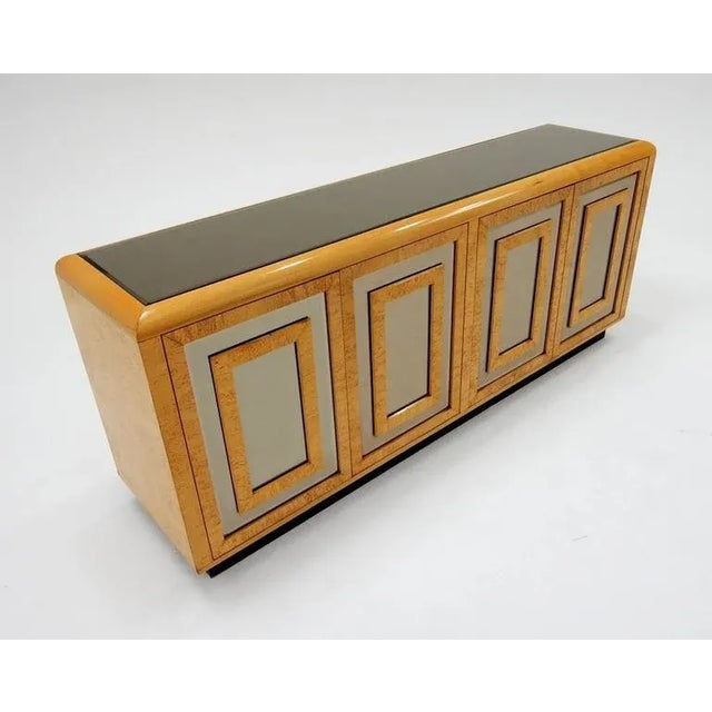 Wood 1970s Romweber Mirrored Burl Wood Buffet Cabinet For Sale - Image 7 of 10