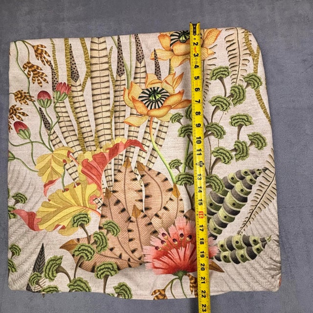 Illustration Handmade Botanical Floral Throw Pillow Cover 22x22 Square Usa Made Exotic Print For Sale - Image 3 of 6
