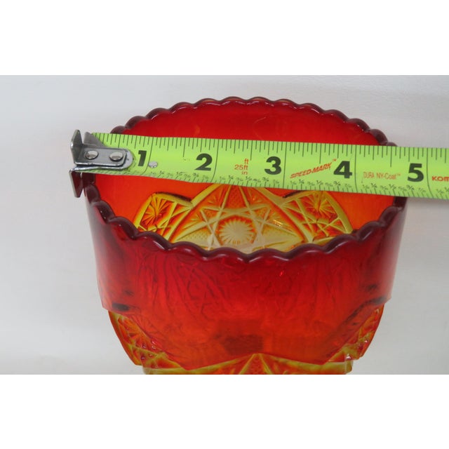 Viking Glass Amberina Yesteryear Star Footed Compote Goblet Cadmium Glow 5877b For Sale - Image 12 of 14
