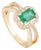 1.06ct Emerald Diamond Halo Split Shank Art Deco Ring Size 6 in 14k Yellow Gold For Sale